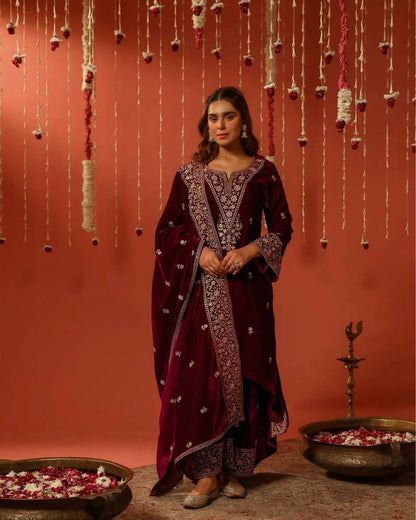 Pallvi Red Top & Plazoo Suit Set