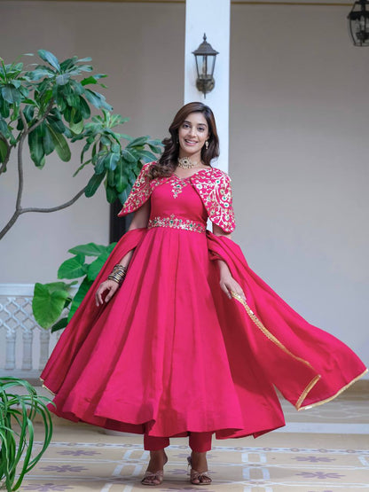 ANIKA PINK VICHITRA SILK ANARKALI SET