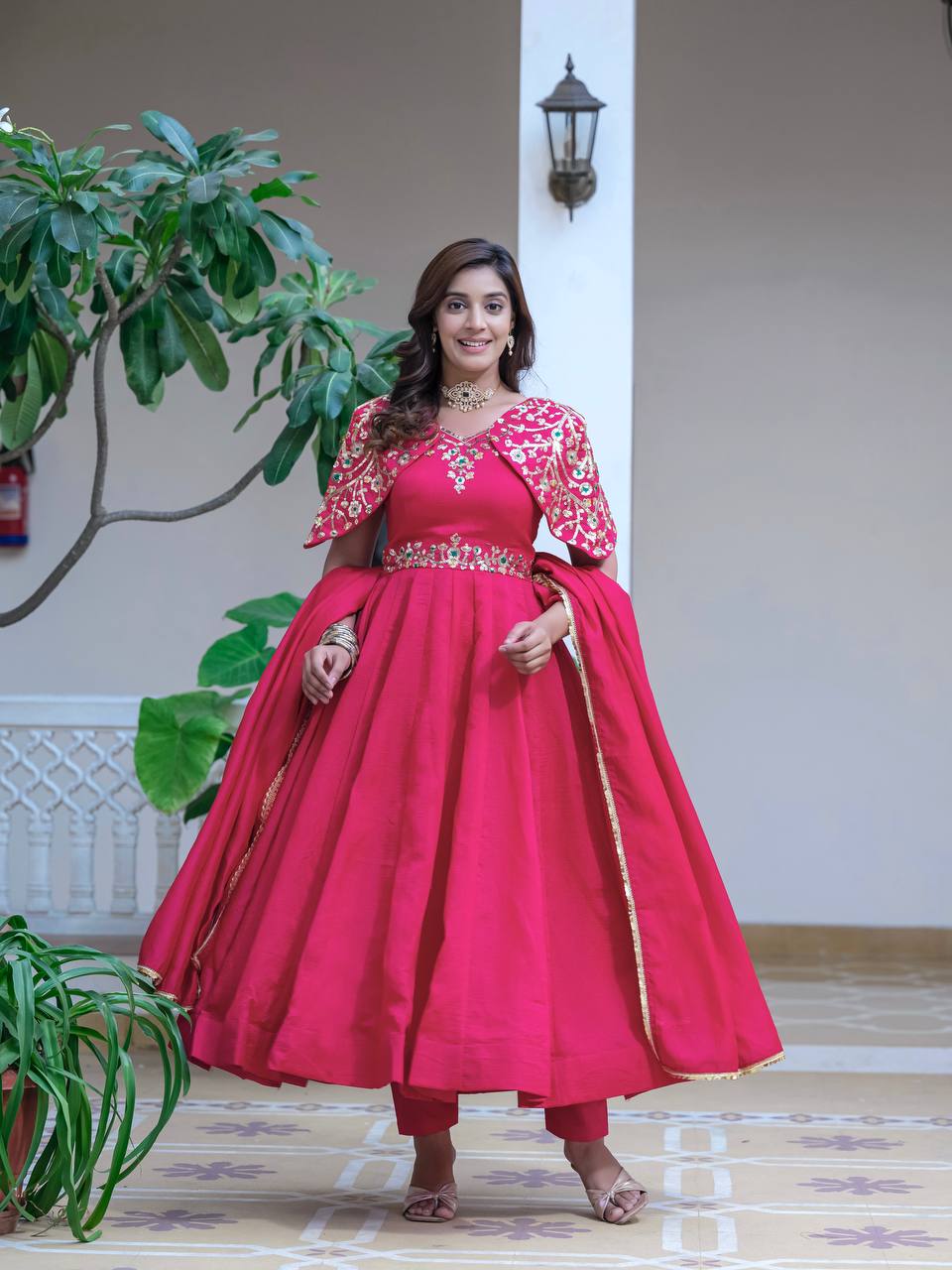 ANIKA PINK VICHITRA SILK ANARKALI SET