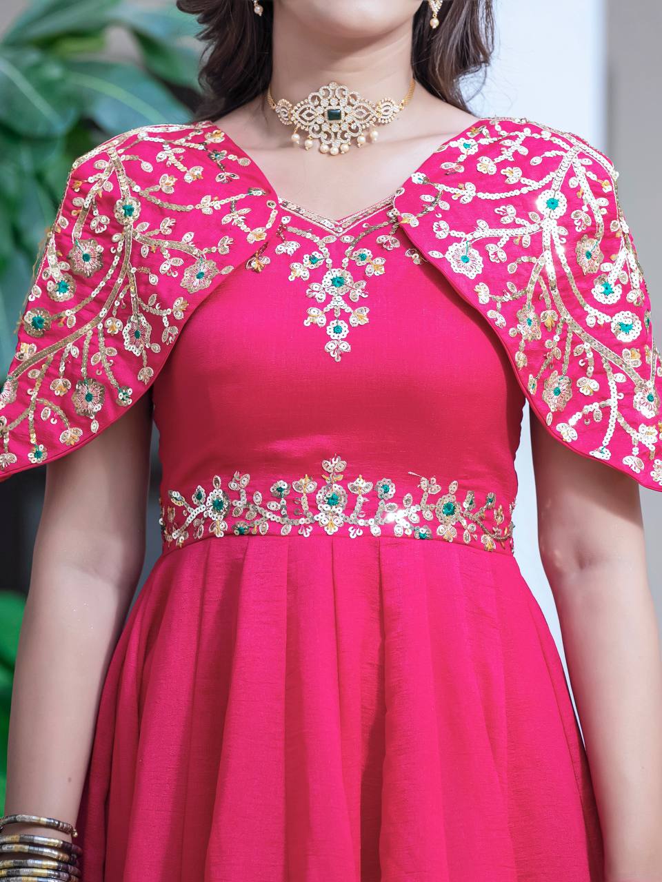 ANIKA PINK VICHITRA SILK ANARKALI SET