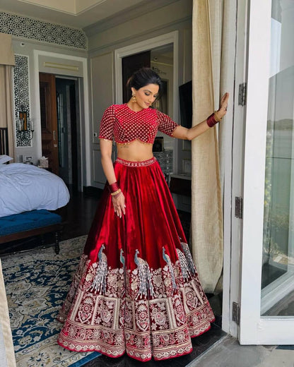 Velvet Bloom The Regal Crimson Lehenga Choli