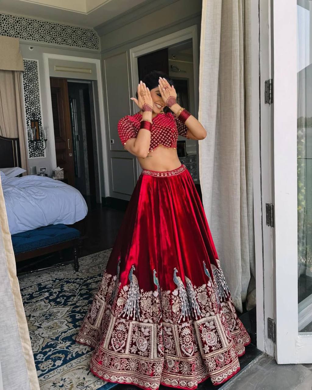 Velvet Bloom The Regal Crimson Lehenga Choli