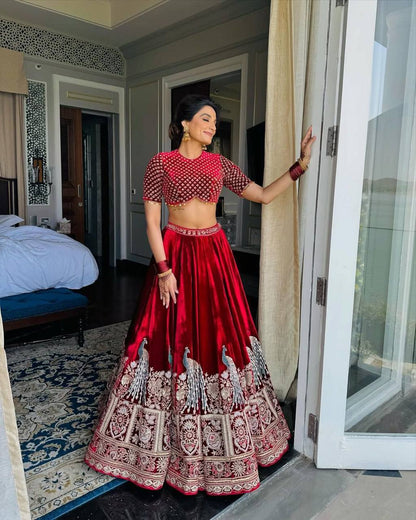 Velvet Bloom The Regal Crimson Lehenga Choli