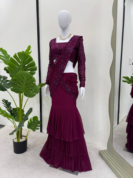 Classic Charisma The Elegant Designner Gorgette Saree