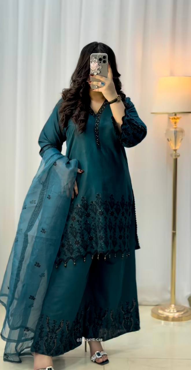 Nysa Designer Vichitra Silk Top Bottom And Dupatta Set
