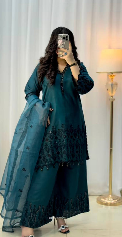 Nysa Designer Vichitra Silk Top Bottom And Dupatta Set