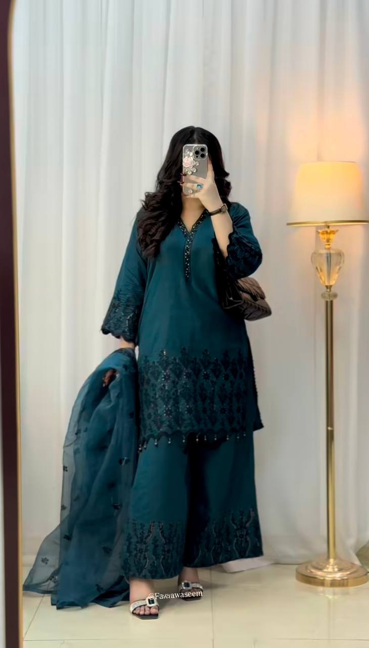 Nysa Designer Vichitra Silk Top Bottom And Dupatta Set