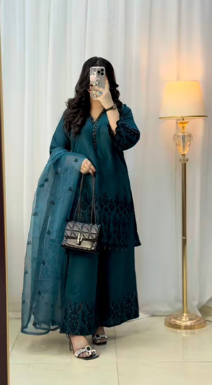 Nysa Designer Vichitra Silk Top Bottom And Dupatta Set