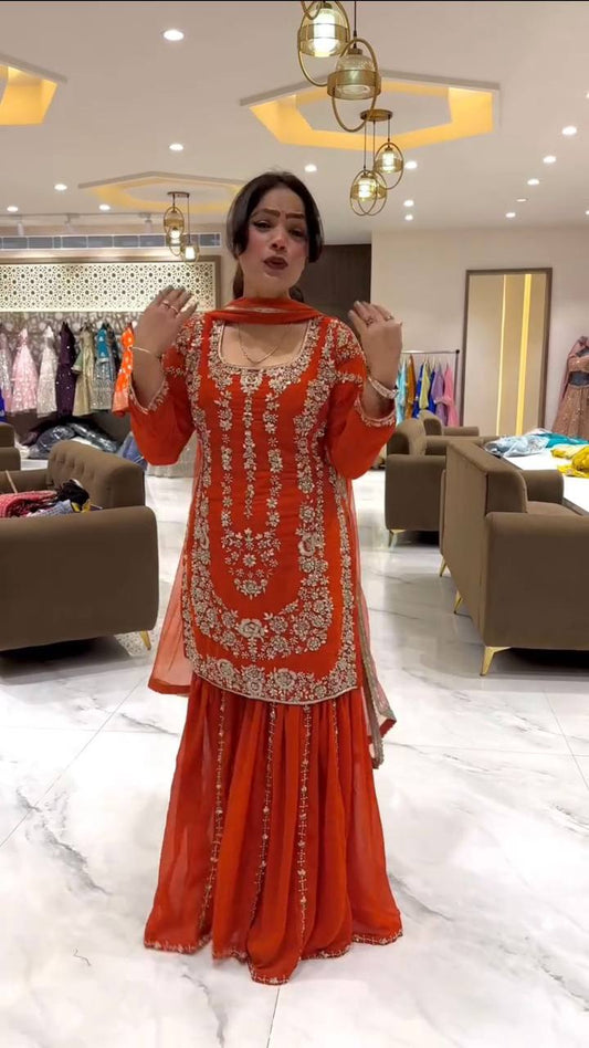Tahira Readymade Party Wear Top Plazzo Set