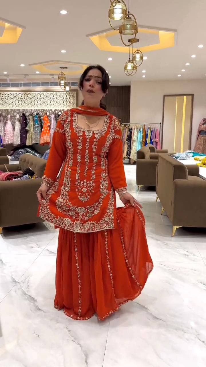 Tahira Readymade Party Wear Top Plazzo Set