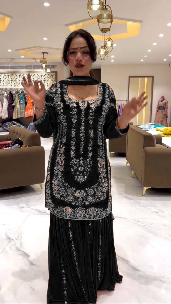 Tahira Readymade Party Wear Top Plazzo Set