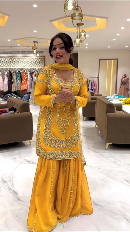 Tahira Readymade Party Wear Top Plazzo Set