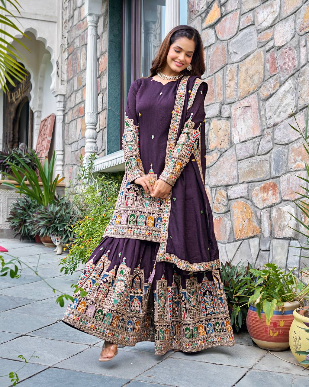 Flora Flaire Chinnon Silk Party Wear Suit
