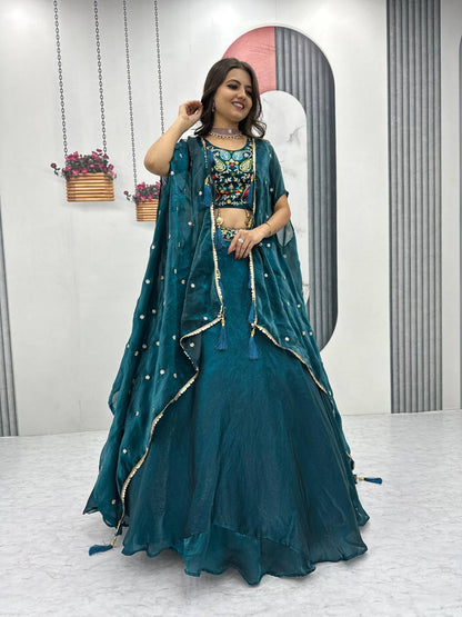Vaidehi  Embroidered Crop Top With Floral Lahenga Choli