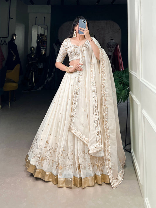 Zahreen Ethnic Silver Glosy Lehenga  Choli