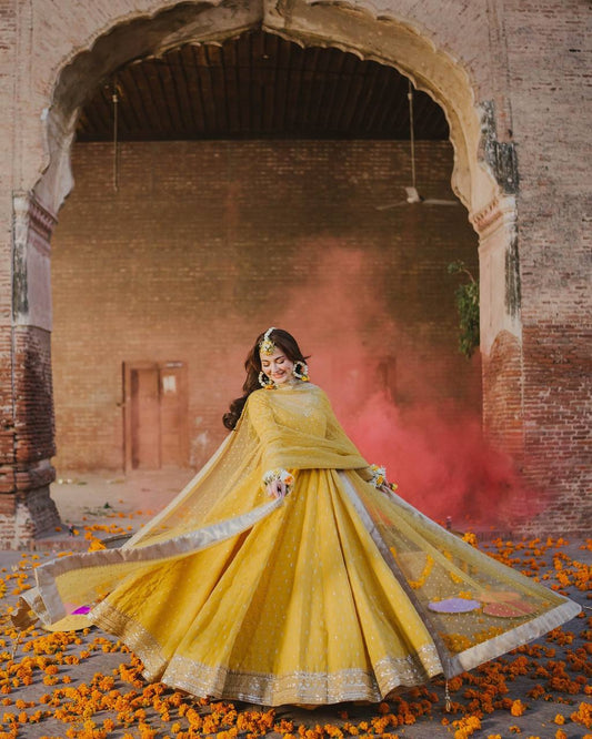 Mehr-e-Gul Sunshine Yellow Ethnic Gown