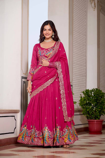 Naira’s Regal Aura Heavy Embroidery Sequence & Thred Work Lehenga Choli