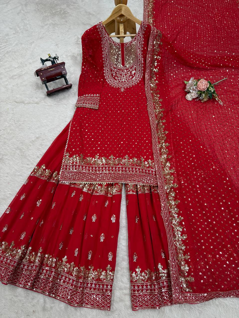 Sharvee Leher Georgette Sharara Set