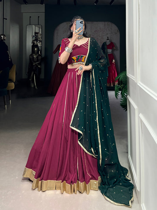 Naaznin Pure Rayon Silk Gotta Patti Lace Lehenga Set