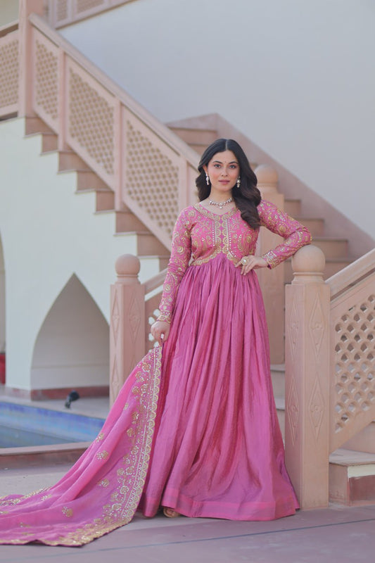 Vasantika Shine stunning Gold Crush fabric gown.