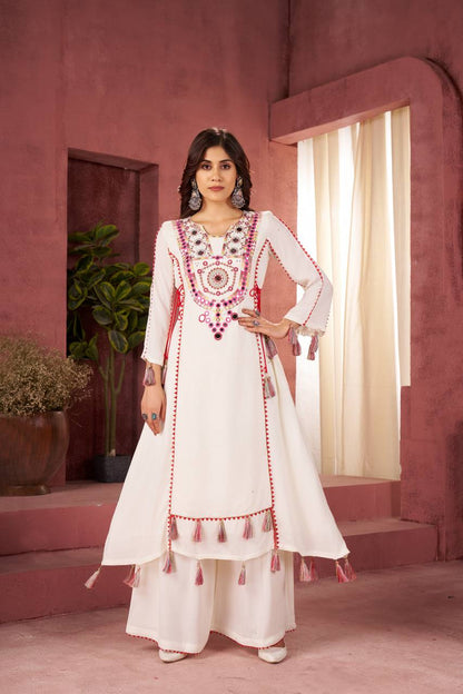 Zakhi Real Mirror Work & Fancy Lace Dori Cord Set