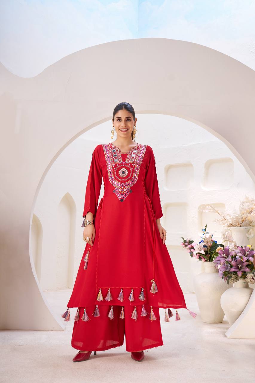 Zakhi Real Mirror Work & Fancy Lace Dori Cord Set