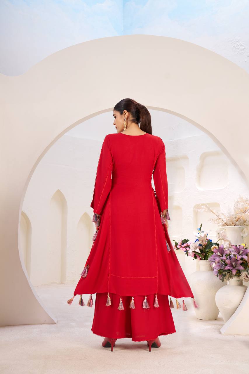 Zakhi Real Mirror Work & Fancy Lace Dori Cord Set