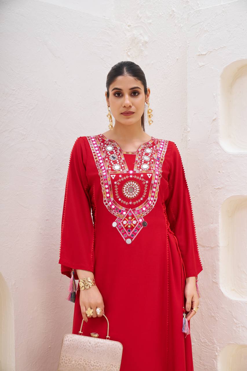Zakhi Real Mirror Work & Fancy Lace Dori Cord Set