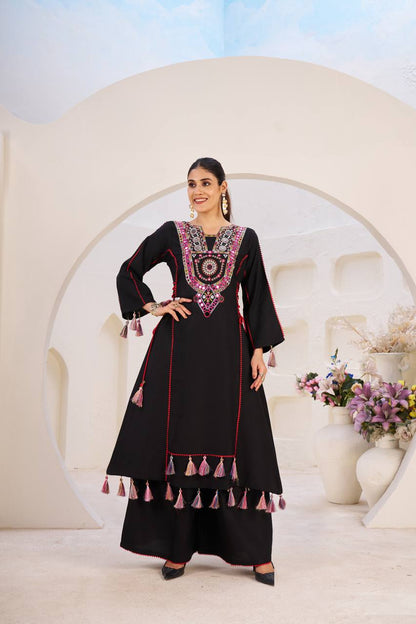 Zakhi Real Mirror Work & Fancy Lace Dori Cord Set