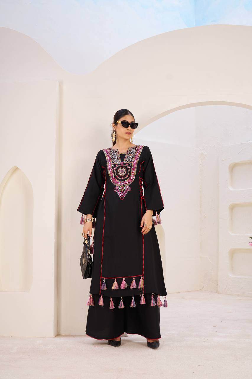 Zakhi Real Mirror Work & Fancy Lace Dori Cord Set