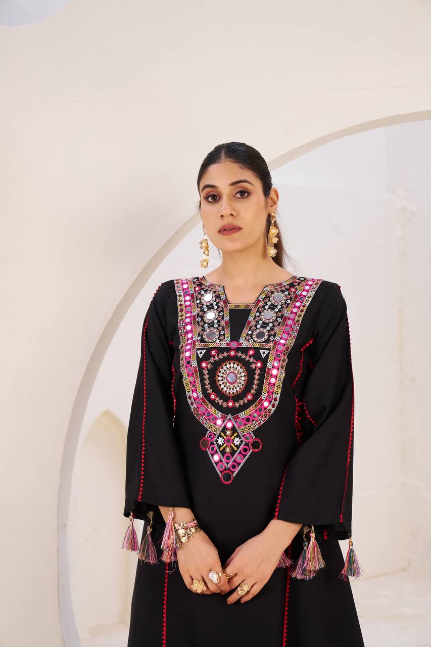 Zakhi Real Mirror Work & Fancy Lace Dori Cord Set