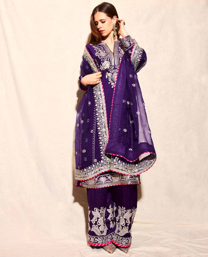 Amaya Deep Purple Embroidered Palazzo Set