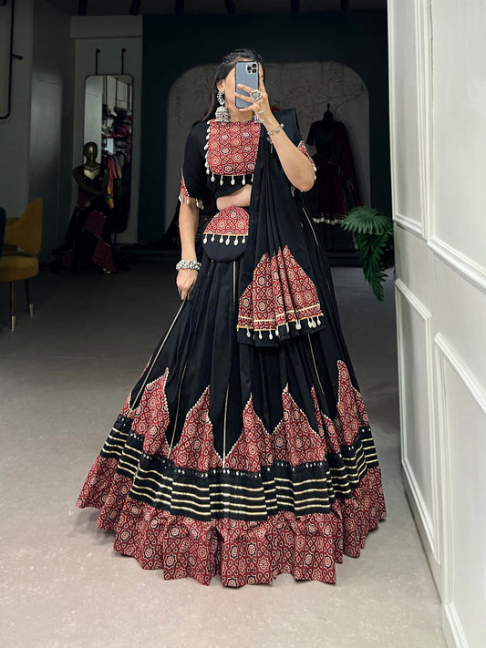 Kiara Folk Flair Printed And Paper Mirror Work Lehenga Choli