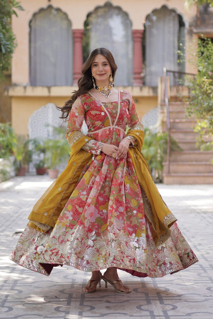 Shiwangi Digital Printed Russian silk Gown
