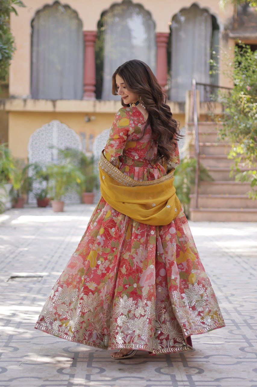 Shiwangi Digital Printed Russian silk Gown